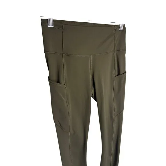 Lululemon Fast and Free High-Rise Crop II Green-sz 6 - Picture 6 of 10